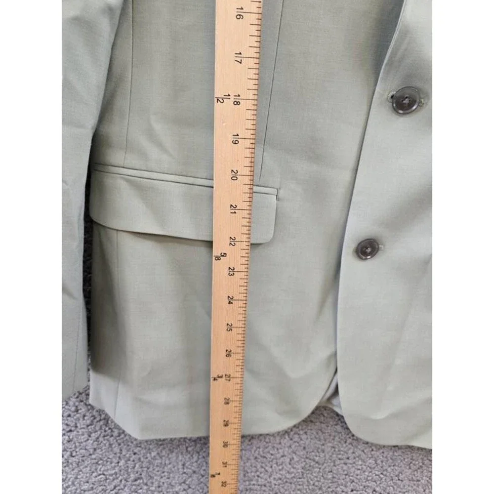 Bar III Slim-Fit Wool Blend Suit Jacket Men's 38L Sage Solid Pockets Long Sleeve